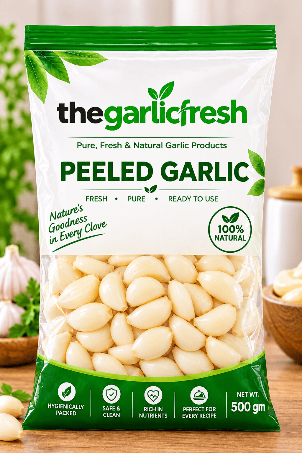 Fresh Garlic Family Pack - Fresh Peeled Garlic Cloves India